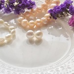 大きな一粒パールピアス*14kgf*淡水パール