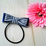 送料無料＊ボーダーマリンリボン ヘアゴム