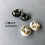 【再販】刺繍ピアス ミモザ