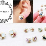 プチビジューピアス◆ピンク＆ミルク