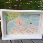 大型作品   額込パステルアート レンゲ畑と女の子