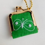ミナペルホネン◎がま口アクセサリーケース ちょうちょ green