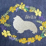 ビッグフラワーサークル刺繍　イエロー　反対側ポッケに、お名前入れちゃおう！