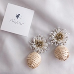beads flower×rattan ball pierce/earring