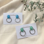 チェコガラスカボションとフープピアス/イヤリング