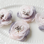 New!☆４個★チュールレースの花　グレーピンク