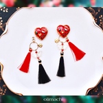 ボヘミアンハートとWタッセルピアス【イヤリング変更可】
