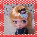 黒 くまさん ハンドメイド ヘアピン くまぬいぐるみ