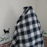 *m458様オーダー分*ブロックチェックのエプロンワンピース*紺×オフホワイト*ゆったり＊