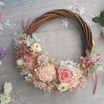 Lune Bonheur＜Rose saumon＞＊受注制作＊ハーフムーンリース＊プリザーブドフラワー＊お花＊ギフト＊結婚祝い＊新築祝い＊お誕生日祝い＊ウェディング