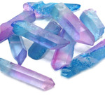 天然水晶 ブルー＆ピンク 40g【通し穴付 水晶素材】