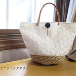 yuu・・・様ご注文品*サークル レース麻ひも かごバッグ*総裏ポケット付
