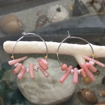 ピンク珊瑚のフープピアス 