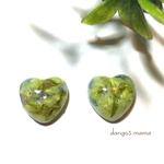 400円☆レジンハート(花)のぷっくりピアス/イヤリング