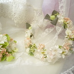 オーガンジーローズ花冠＆リストレット🌸　ウエディング　ヘッドドレス
