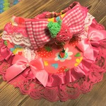犬・猫の首輪　31～34　cocochanバンダナチョーカー　苺・ピンク・いちごモチーフ・姫