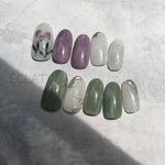 purple × green ニュアンスフラワーネイル 💐