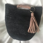 黒ラフィア×ブラウンタッセルのマルシェバッグ☆ハンドメイド