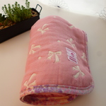 【再販】国産6重ガーゼのフェイスタオル（ドットリボン×ＹＵＷＡ） 