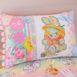 dora17様専用☆hana*ハンドメイド★レトロアニマルのピロークッションmini★ブルーバニーちゃん