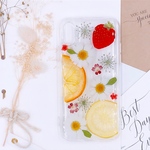 押し花 押しフルーツ スマホケース 果物 いちご イチゴ オレンジ レモン ノースボール レースフラワー iPhoneケース