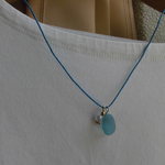 シーグラスのネックレス・チョーカー（青・青）