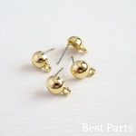 6pcs ラウンドピアス カン付き ゴールド