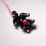 在庫品 猫根付 起こさニャイで 黒猫