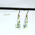 台形blue＆yellowクリアflowerピアス/イヤリング