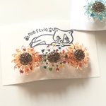オレンジ×カラフルひまわりバレッタ