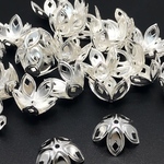 【699】ビックサイズのビーズキャップ 花★シルバー 18mm/50個