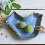 鳥の豆皿　あさば模様　薄花色系
