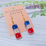 トリコロール レジン フラワー ピアス イヤリング♪