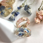 再販❁⃘ドライフラワーのアンティークリング デルフィニウム かすみ草