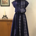ダイヤ柄＊ポップでレトロ＊大人可愛い＊フレンチスリーブのセットアップ＊着物リメイク＊ハンドメイド＊