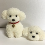 beru様専用　my Dogチャーム付き。毛糸のぽんぽん、おすわりトイプードル&ボールチェーンストラップ（純毛ホワイト）