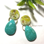 1点限定490円☆花(イエロー)中☆雫ターコイズのピアス/イヤリング