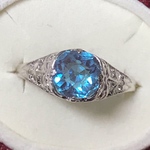 【濃青】クッションカットアンティークサフィレットのスターリングシルバーリング