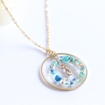 flower リングロングネックレス ブルー