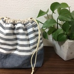洗える！ 保温保冷のお弁当袋  ブラックボーダー