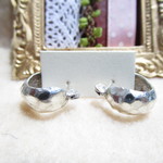 【再2】silver ふくらみ板　フープ　ピアス 12mm
