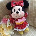 ミニーorシェリーメイの浴衣ドレス♪赤♪ぬいもーず•ぬいぐるみバッチ用