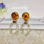 べっ甲カボションのクリアピアス/イヤリング