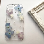 紫陽花とパールのスマホケース スマホカバー