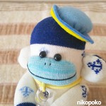 手のひらサイズのミニソックモンキー（マリン・白） 