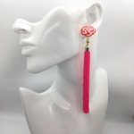 水引×ロングタッセルの片耳ピアス(ピンク)