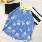 【100サイズ】クラゲ柄のワイドラグランＴシャツ