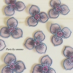4pcs・刺繍レースフラワー・グラデーションパープル a-4
