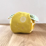 きゅっとぷち袋 モチーフ刺繍×黄色【Mサイズ】お弁当袋