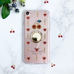 ハートフルチェリー パール スマホリング付きケース スワロフスキー